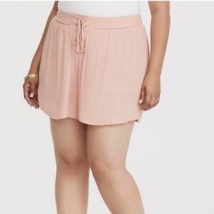 Torrid Sweet Peach Lace-Up Crepe Shorts Flowy Wide Leg Size 3 / 3X